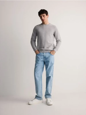 Reserved - Bawełniany sweter w paski - jasnoszary