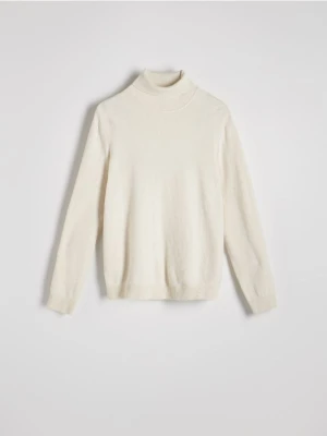 Reserved - Bawełniany sweter z golfem - kremowy