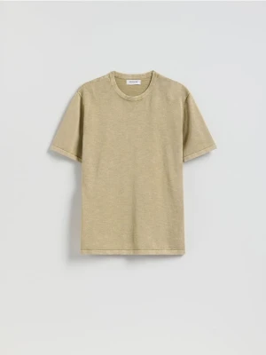 Reserved - Bawełniany sweter z krótkim rękawem - beżowy