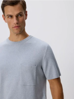 Reserved - Bawełniany sweter z krótkim rękawem - jasnoniebieski