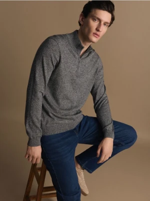 Reserved - Bawełniany sweter ze stójką - ciemnoszary