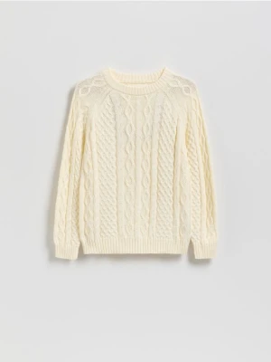 Reserved - Bawełniany sweter - złamana biel