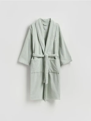 Reserved - Bawełniany szlafrok - jasnozielony