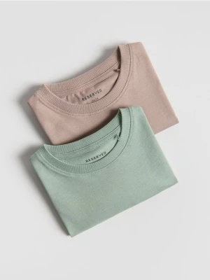 Reserved - Bawełniany t-shirt 2 pack - beżowy