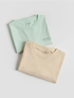 Reserved - Bawełniany t-shirt 2 pack - jasnoturkusowy