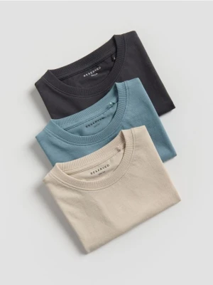 Reserved - Bawełniany t-shirt 3 pack - beżowy