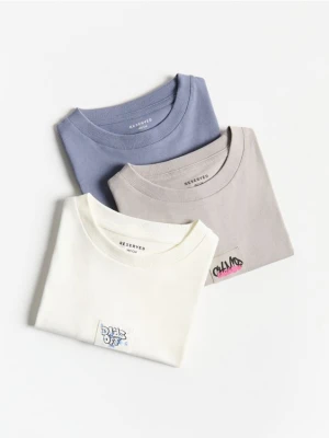 Reserved - Bawełniany t-shirt 3 pack - beżowy