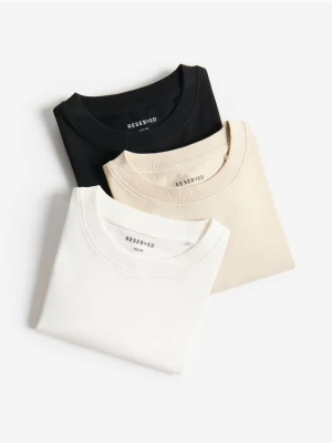 Reserved - Bawełniany t-shirt 3 pack - beżowy