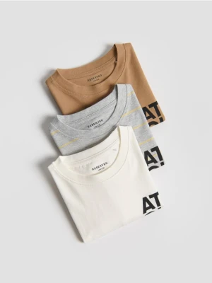 Reserved - Bawełniany t-shirt 3 pack - brązowy