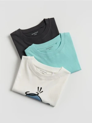 Reserved - Bawełniany t-shirt 3 pack - ciemnoszary