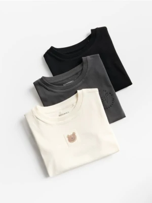 Reserved - Bawełniany t-shirt 3 pack - ciemnoszary