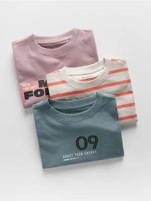 Reserved - Bawełniany t-shirt 3 pack - fioletowy