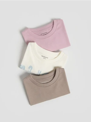 Reserved - Bawełniany t-shirt 3 pack - fioletowy