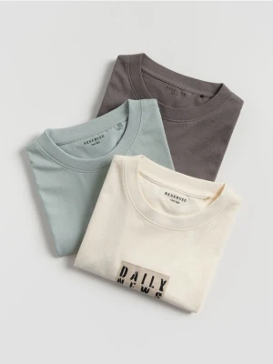 Reserved - Bawełniany t-shirt 3 pack - jasnoniebieski