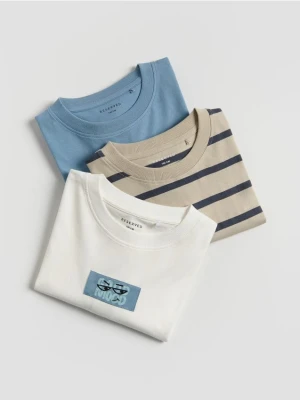 Reserved - Bawełniany t-shirt 3 pack - jasnoniebieski