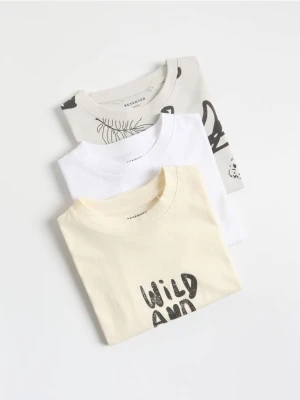 Reserved - Bawełniany t-shirt 3 pack - jasnoszary