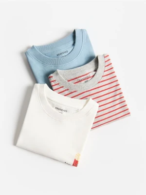 Reserved - Bawełniany t-shirt 3 pack - jasnoszary