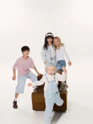 Reserved - Bawełniany t-shirt 3 pack - kremowy