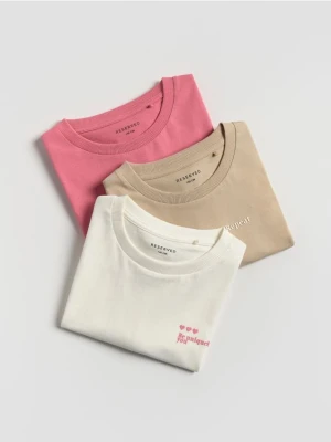 Reserved - Bawełniany t-shirt 3 pack - wielobarwny