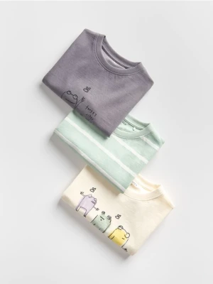 Reserved - Bawełniany t-shirt 3 pack - złamana biel