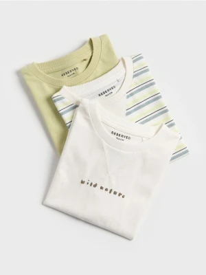 Reserved - Bawełniany t-shirt 3 pack - złamana biel