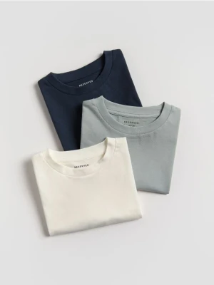 Reserved - Bawełniany t-shirt 3 pack - złamana biel