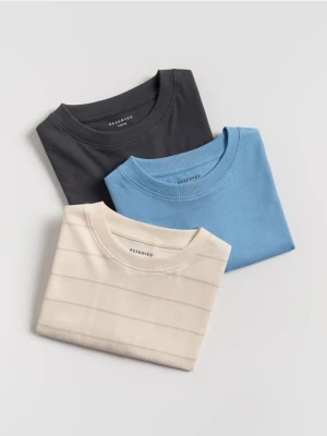 Reserved - Bawełniany t-shirt 3 pack - złamana biel