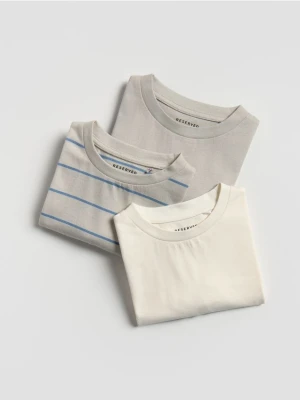 Reserved - Bawełniany t-shirt 3 pack - złamana biel