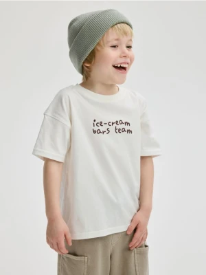 Reserved - Bawełniany t-shirt 3 pack - złamana biel