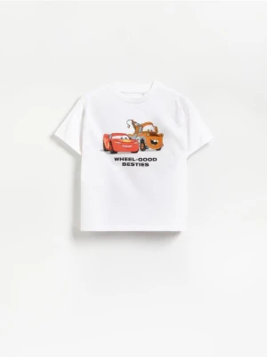 Reserved - Bawełniany t-shirt Auta - biały
