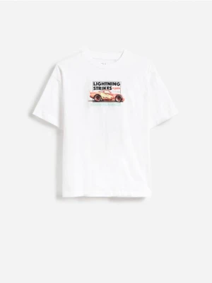 Reserved - Bawełniany t-shirt Auta - biały