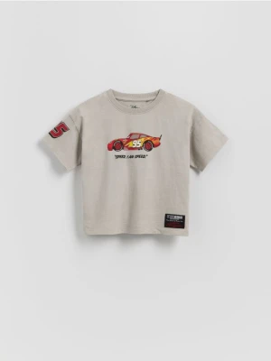 Reserved - Bawełniany t-shirt Auta - jasnoszary