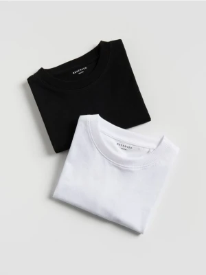 Reserved - Bawełniany t-shirt basic 2 pack - biały