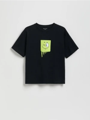 Reserved - Bawełniany t-shirt basic - czarny