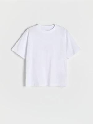 Zdjęcie produktu Reserved - Bawełniany t-shirt basic - złamana biel