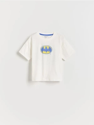 Reserved - Bawełniany T-shirt Batman - złamana biel