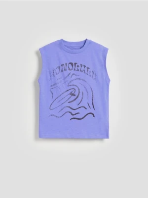 Reserved - Bawełniany t-shirt bez rękawów - fioletowy