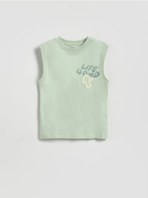 Reserved - Bawełniany t-shirt bez rękawów - jasnoniebieski