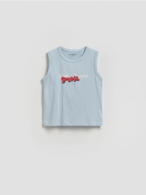 Reserved - Bawełniany t-shirt bez rękawów - niebieski
