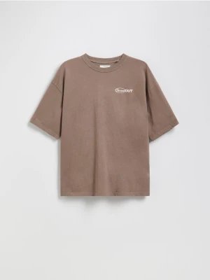 Reserved - Bawełniany t-shirt - beżowy