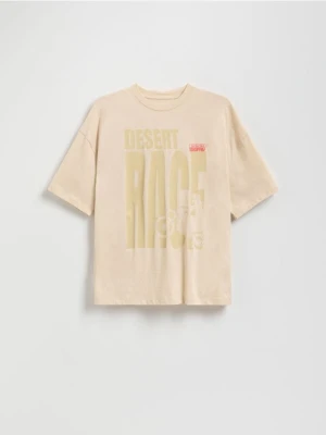 Reserved - Bawełniany t-shirt - beżowy