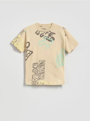 Reserved - Bawełniany t-shirt - beżowy