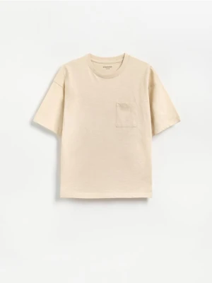 Reserved - Bawełniany t-shirt - beżowy