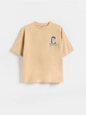Reserved - Bawełniany t-shirt - beżowy