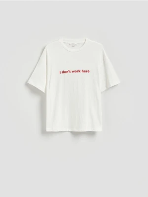 Reserved - Bawełniany t-shirt - biały