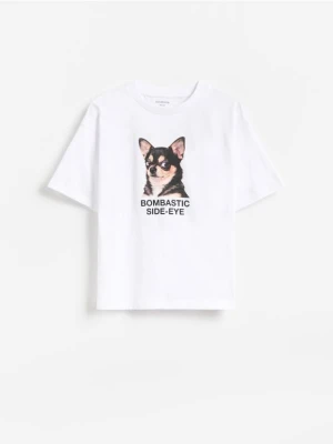 Reserved - Bawełniany t-shirt - biały