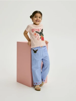 Reserved - Bawełniany t-shirt Bing - pastelowy róż