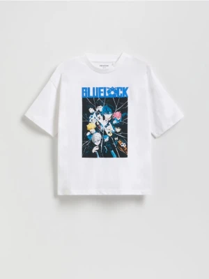 Reserved - Bawełniany t-shirt Blue Lock - biały