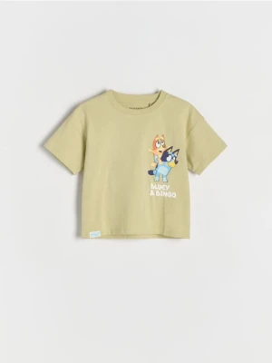 Reserved - Bawełniany t-shirt Bluey - jasnozielony