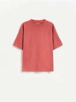 Reserved - Bawełniany t-shirt - bordowy